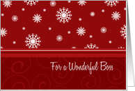 Merry Christmas Boss Card - Red & White Snow card