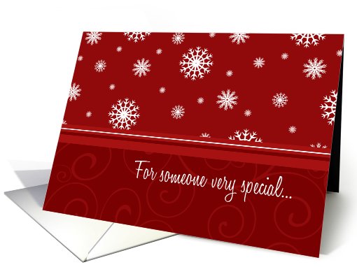 Merry Christmas for Boyfriend Card - Red & White Snow card (686287)