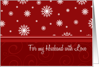 Merry Christmas for Husband Card - Red & White Snow card