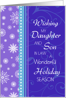 Happy Holidays for my Daughter & Son in Law Christmas - Blue Purple Snow card
