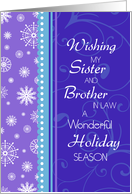 Happy Holidays for my Sister & Brother in Law Christmas - Blue Purple Snow card