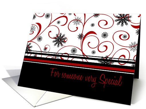 Happy Holidays Husband Christmas - Red, Black, White Snow card