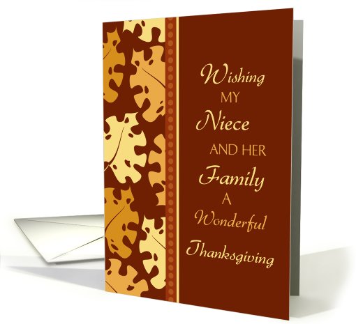 Happy Thanksgiving Niece & her Family Card - Fall Leaves card (694708)