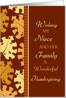 Happy Thanksgiving Niece & her Family Card - Fall Leaves card