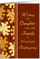 Happy Thanksgiving Daughter & her Family Card - Fall Leaves card