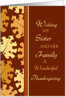 Happy Thanksgiving Sister & her Family Card - Fall Leaves card