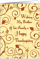 Happy Thanksgiving Brother & Family Card - Fall Leaves & Swirls card