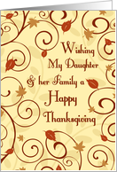 Happy Thanksgiving my Daughter & Family Card - Fall Leaves & Swirls card