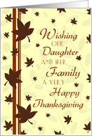 Happy Thanksgiving for our Daughter & Family Card - Fall Leaves card