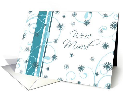 Happy Holidays We've Moved Christmas Card - Blue & White Snow card