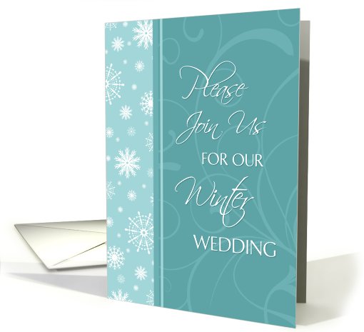 Winter Wedding Invitation Card - Turquoise Snowflakes card (703067)