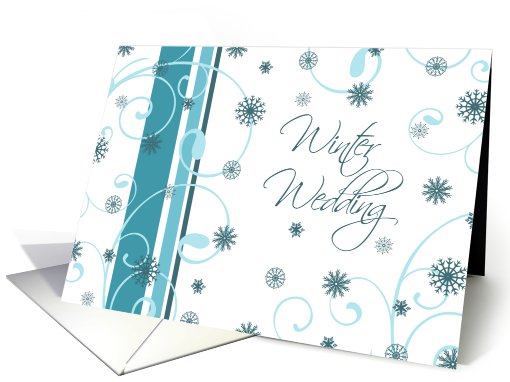 Winter Wedding Invitation Card - Turquoise White Snowflakes card