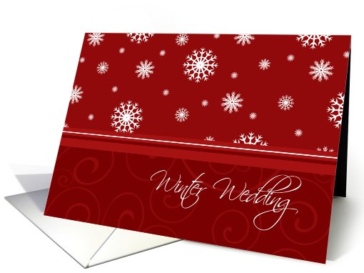 Winter Wedding Invitation Card - Red & White Snowflakes card (703077)