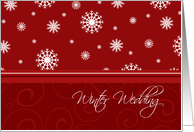 Winter Wedding Invitation Card - Red & White Snowflakes card