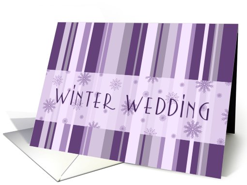 Winter Wedding Invitation Card - Purple Stripes & Snowflakes card