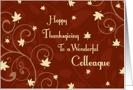 Happy Thanksgiving for Co-Worker Card - Red Yellow Fall Leaves card