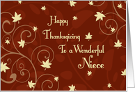 Happy Thanksgiving for Niece Card - Red Yellow Fall Leaves card