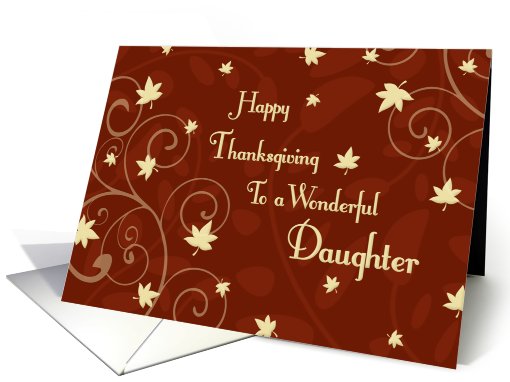 Happy Thanksgiving for Daughter Card - Red Yellow Fall Leaves card
