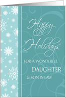 Happy Holidays Christmas for Daughter & Son in Law Card - Turquoise Snowflakes card