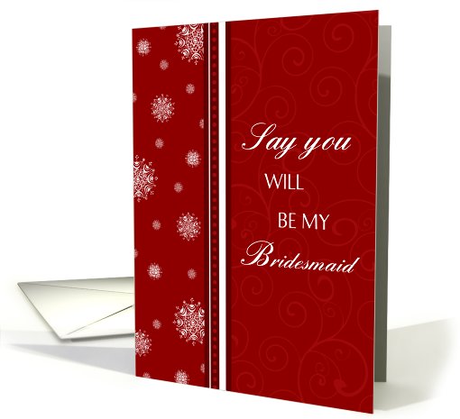 Bridesmaid Invitation Christmas Wedding Card - Red & White... (706283)