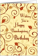 Thanksgiving Happy Birthday Card - Fall Leaves card