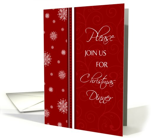 Christmas Dinner Invitation Card - Red White Snow card (711586)