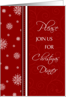 Christmas Dinner Invitation Card - Red White Snow card