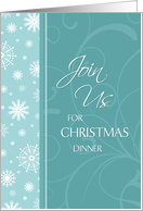 Christmas Dinner Invitation Card - Turquoise White Snowflakes card