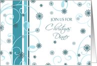 Christmas Dinner Invitation Card - Turquoise Snowflakes card