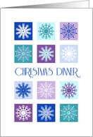 Christmas Dinner Invitation Card - Turquoise Snowflakes card