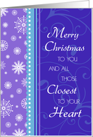 Merry Christmas Card - Purple & Blue Snowflakes card