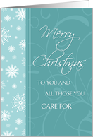 Merry Christmas Card - Turquoise & White Snowflakes card