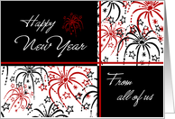 Business from Group Happy New Year Card - Red Black & White Fireworks card