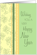 Happy New Year Card - Green, Yellow Orange Party Glasses card