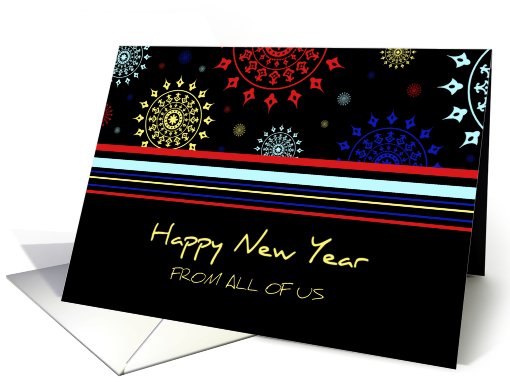 Business from Group Happy New Year's Card - Colorful Stripes card