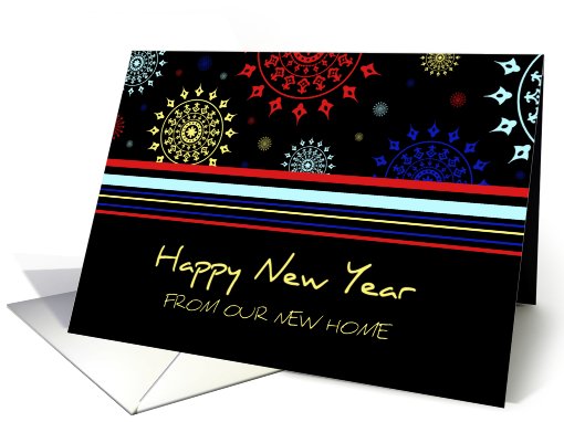 Happy New Year We've Moved Card - Colorful Stripes card (717741)