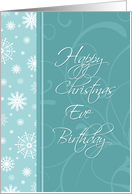 Christmas Eve Happy Birthday Card - Turquoise Snowflakes card
