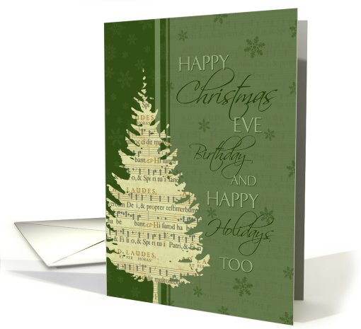 Christmas Eve Happy Birthday Card - Green Christmas Tree card (717791)