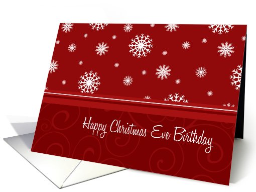 Christmas Eve Happy Birthday Card - Red & White Snowflakes card