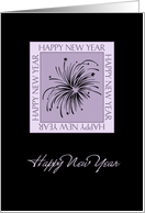 Happy New Year from our Home to Yours Card - Black & Purple Fireworks card