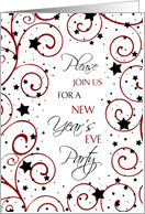 New Year’s Eve Party Invitation Card - Red, Black & White Stars card