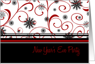 New Year’s Eve Party Invitation Card - Red, Black & White Snow card
