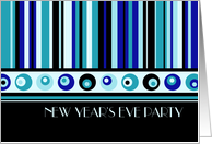 New Year’s Eve Party Invitation Card - Blue & Black Stripes card