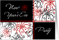 Business New Year’s Eve Party Invitation Card - Red & Black Fireworks card