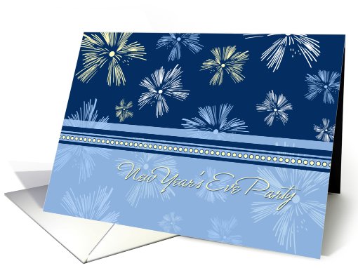 New Year's Eve Party Invitation Card - Blue & Yellow Fireworks card