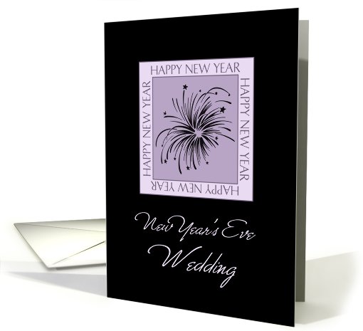 New Year's Eve Wedding Invitation Card - Purple & Black Fireworks card