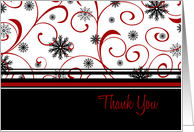 New Year’s Eve Wedding Thank You Card - Red, Black & White Snowflakes card