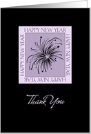 New Year’s Eve Wedding Thank You Card - Black & Purple Fireworks card
