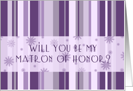 Matron of Honor Christmas Wedding Invitation Card - Purple Stripes card