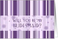 Bridesmaid Christmas Wedding Invitation Card - Purple Stripes card